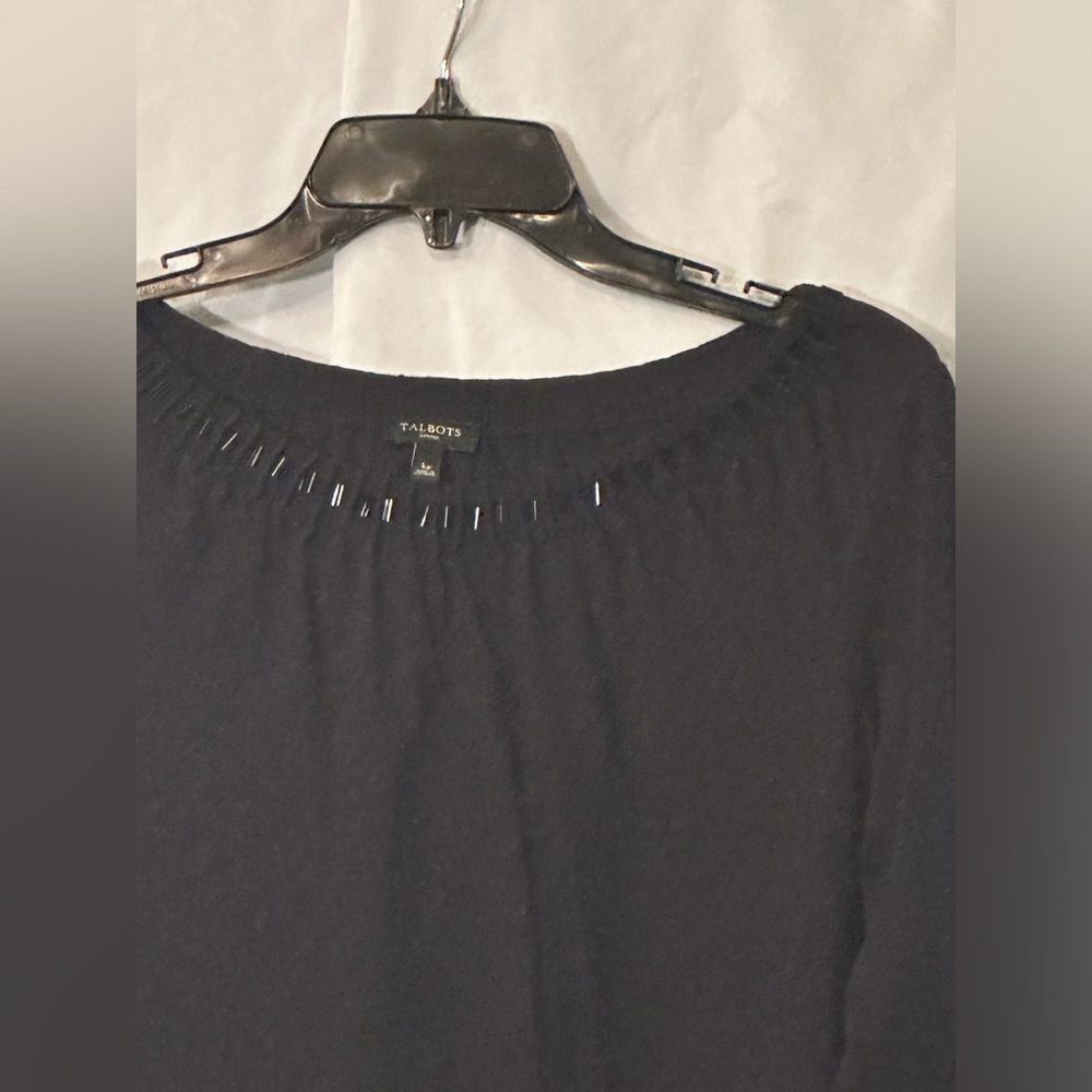 Talbots women’s petite Large beaded neck embellishments black - Picture 3 of 4